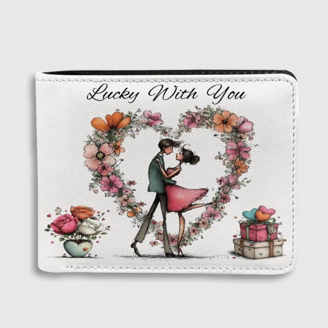 Romantic Floral Couple Bifold Wallet for Boyfriend Valentine Gift