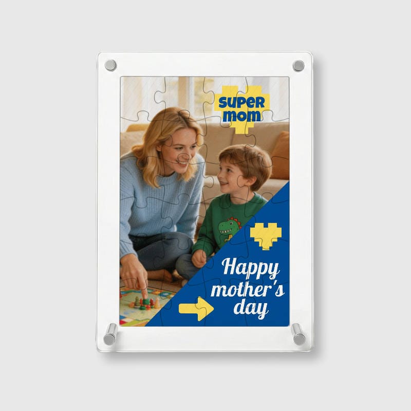 Custom Photo Super Mom Acrylic Puzzle Mother's Day Gift for Mom