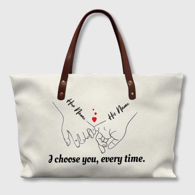 Custom Pinky Promise Tote Bag for Couples Anniversary Gift