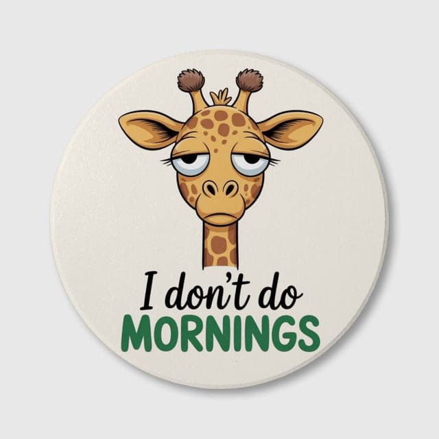 Funny Giraffe Quote Ceramic Coaster for Non Morning People Gift