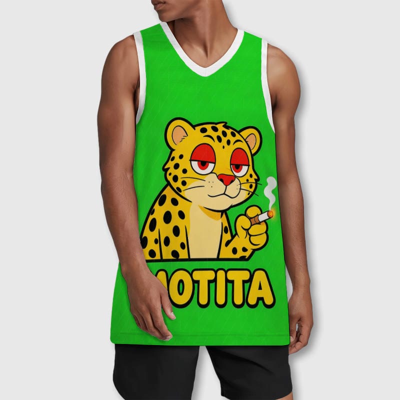 Funny Smoking Cheetah Basketball Jersey for Meme Fans Daily Use