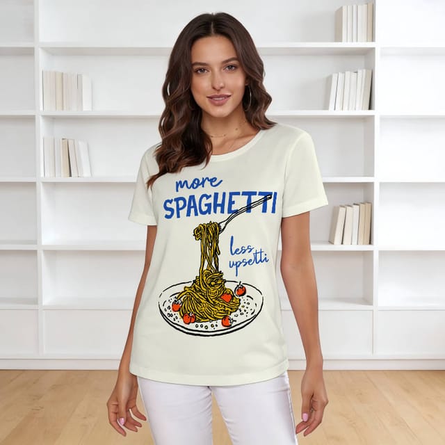 Funny Spaghetti Quote Women's T-Shirt for Food Lovers Daily Use