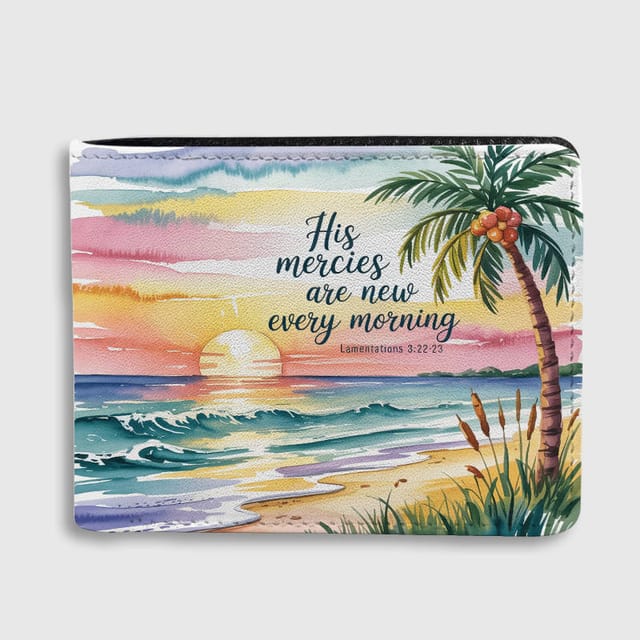 Beach Sunrise Bible Verse Wallet for Christian Women Faith Gift for Birthday & Mother's Day