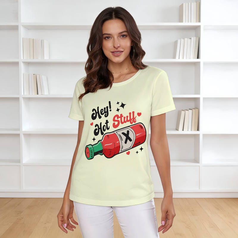 Funny Hot Sauce Print Women's T-Shirt for Valentine's Gift