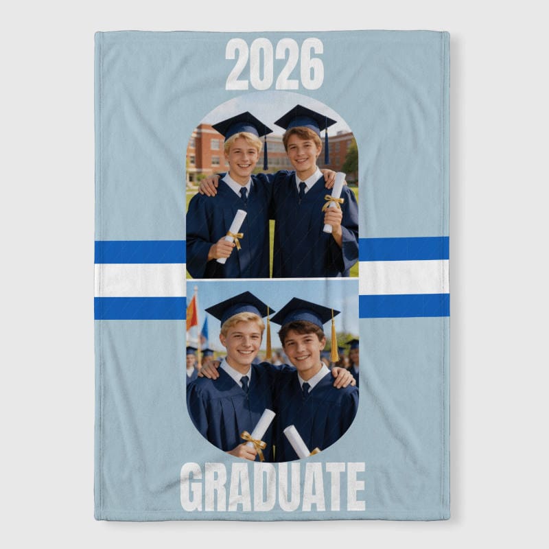 Custom Grad Photo Fleece Blanket for Graduates Gift