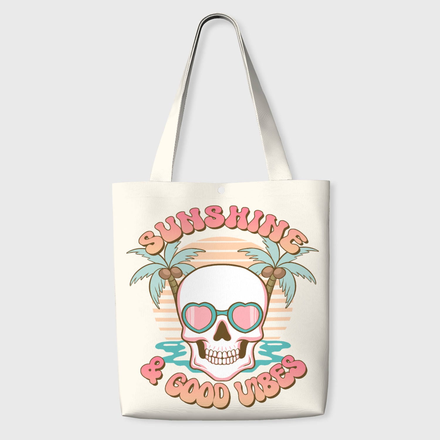 Retro Sunshine Skull Tote Bag for Summer Daily Use