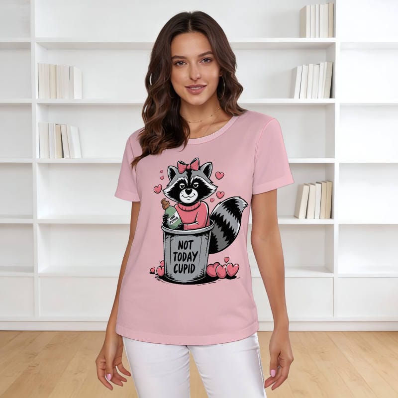 Not Today Cupid Raccoon Women's T-Shirt for Valentine Casual Wear