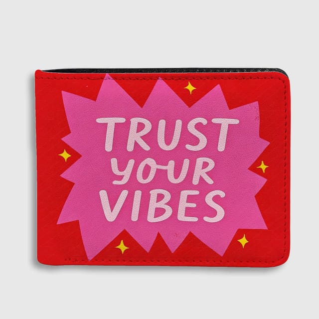 Trust Your Vibes Quote Leather Bifold Wallet for Her Daily Gift