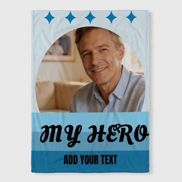 Custom Photo My Hero Fleece Blanket for Dad Father's Day Gift