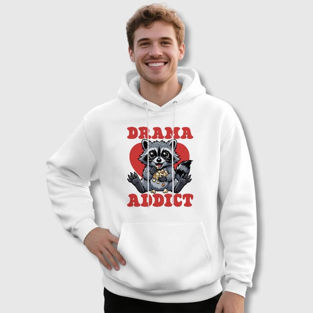 Drama Addict Raccoon Graphic Hoodie for Drama Lovers Daily Wear