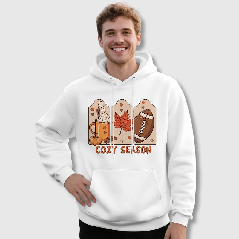 Cozy Season Fall Graphic Hoodie for Men Winter Gift