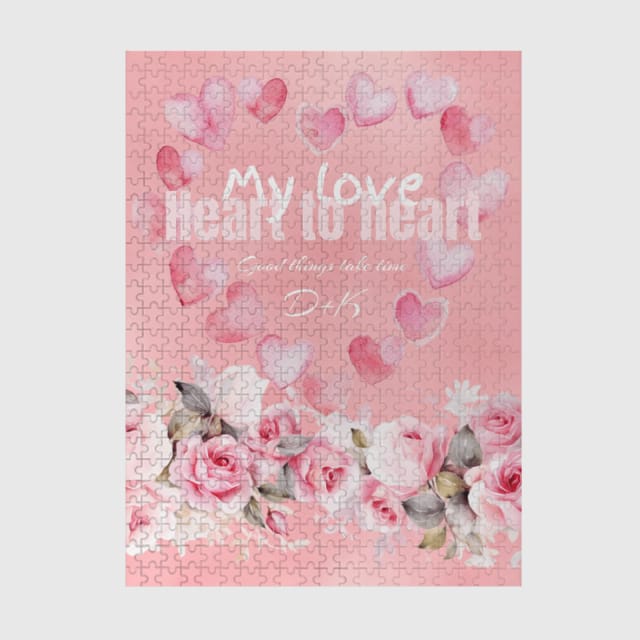 Custom Floral Heart 500pc Jigsaw Puzzle for Valentine's Gifts