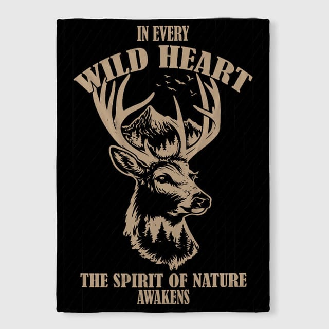 Wild Deer Nature Fleece Blanket for Outdoor Lovers Winter Gift