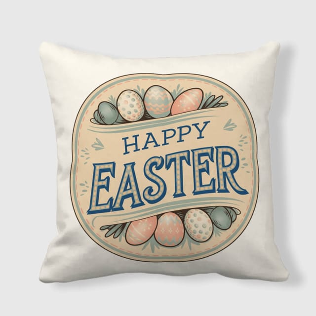 Vintage Happy Easter Throw Pillow for Easter Home Decor
