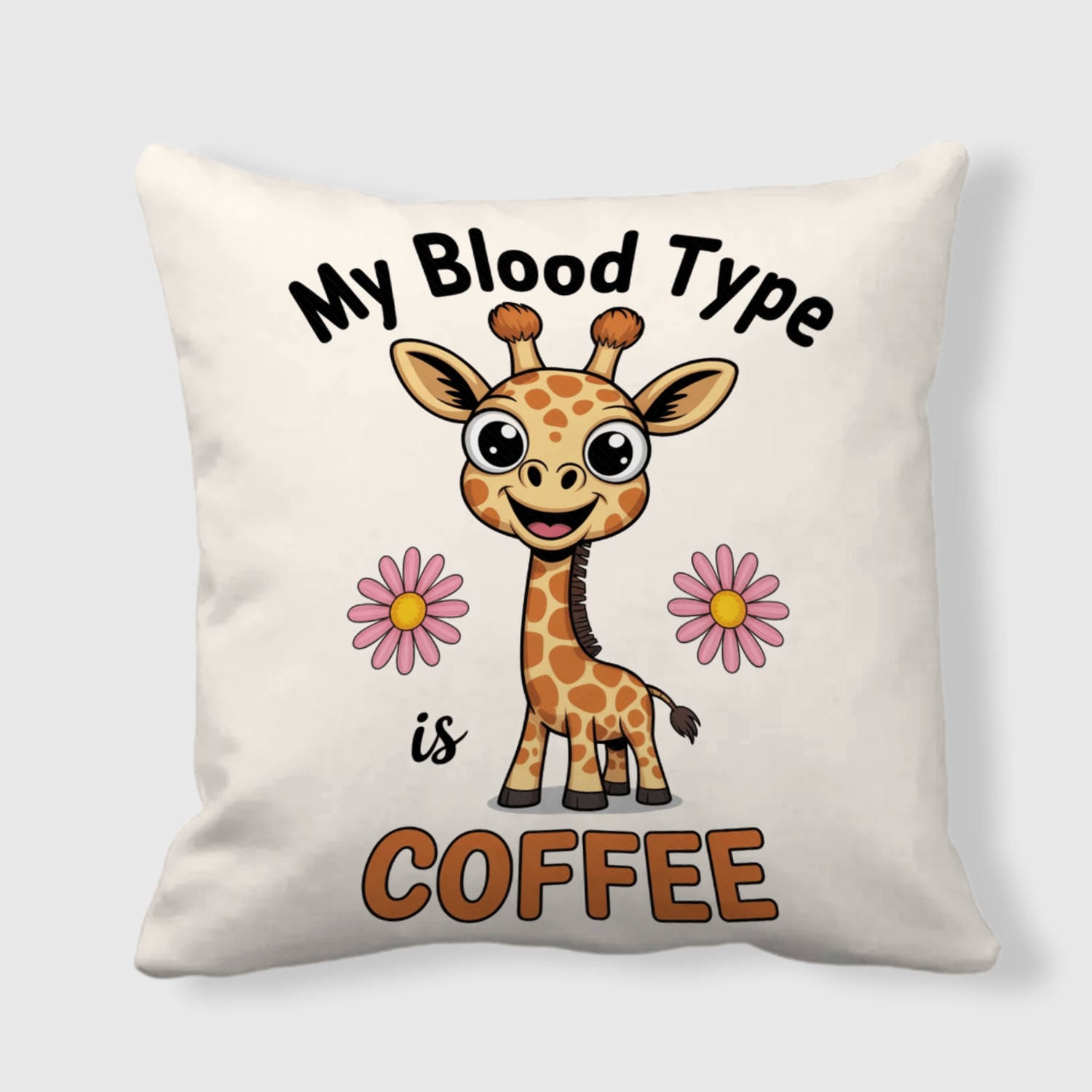 Coffee Quote Giraffe Pillow for Coffee Lovers Gift