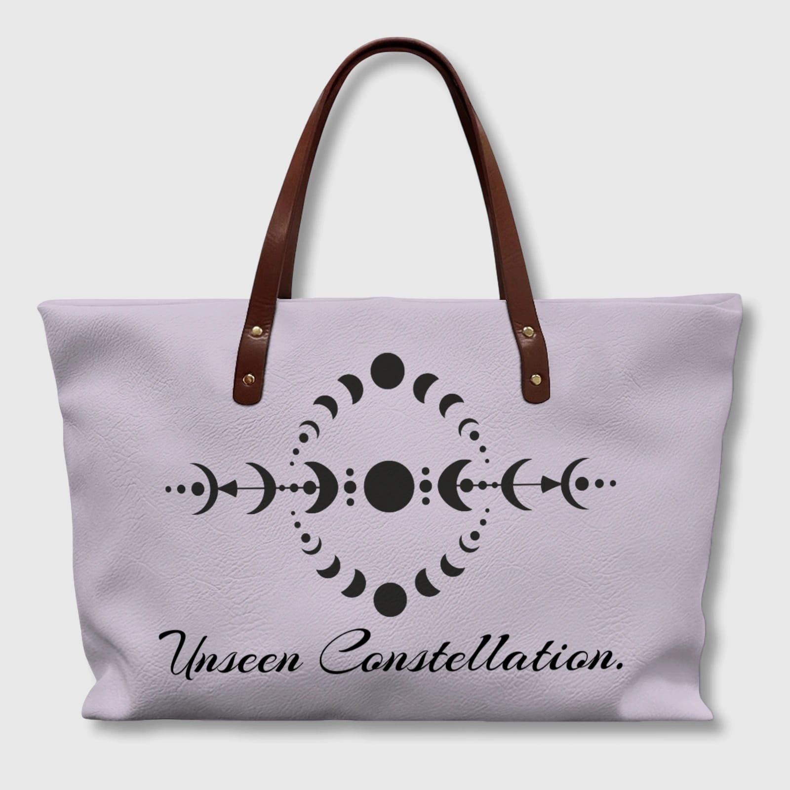 Boho Celestial Moon Phase PU Tote Bag for Daily Gifting