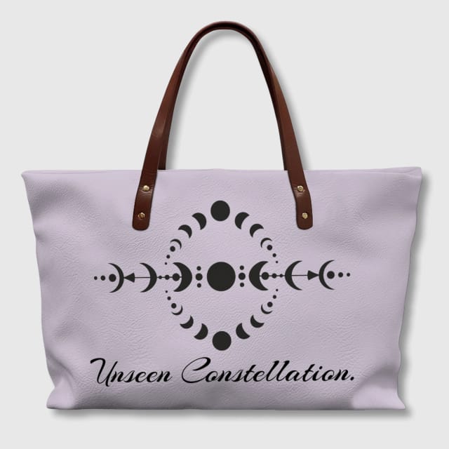 Boho Celestial Moon Phase PU Tote Bag for Daily Gifting