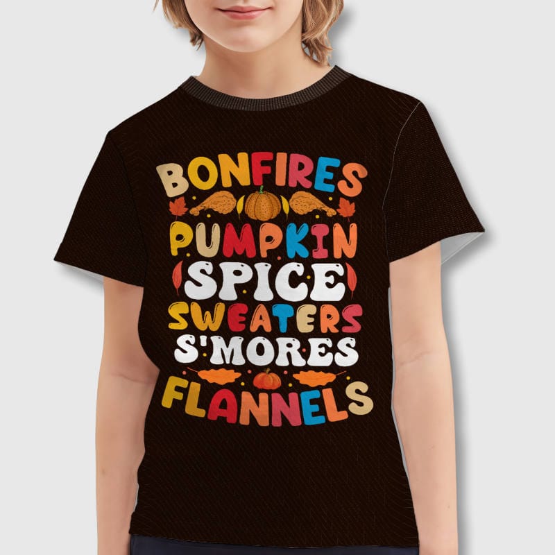 Pumpkin Spice Fall Quote Kids T-Shirt for Thanksgiving Gift
