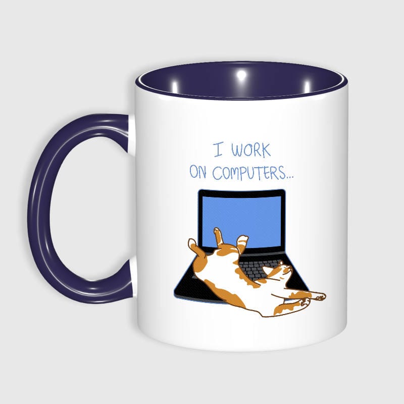 Funny Laptop Cat 11oz Coffee Mug for Pet Lovers Gift