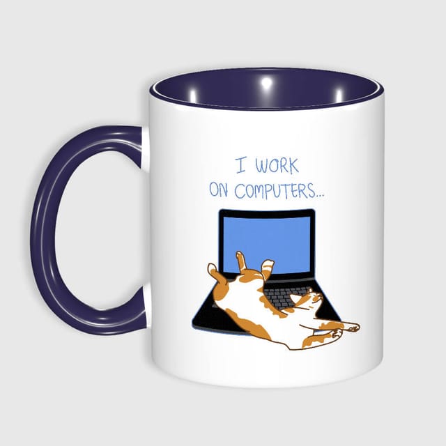 Funny Laptop Cat 11oz Coffee Mug for Pet Lovers Gift