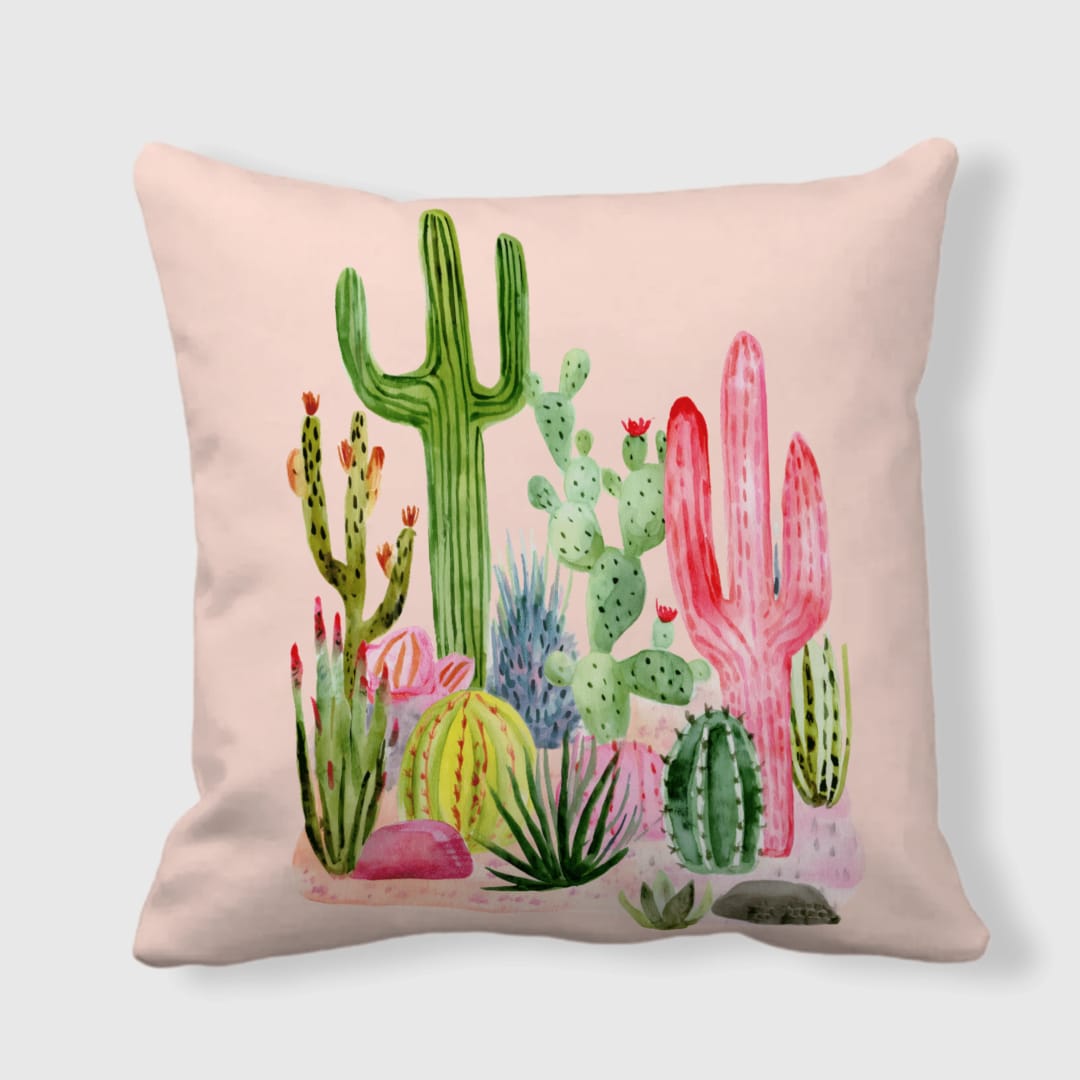 Everyone Loves Cacti V01 Satin Pillow - 1