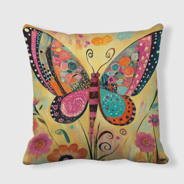 Boho Butterfly Throw Pillow for Her Home Decor Gift