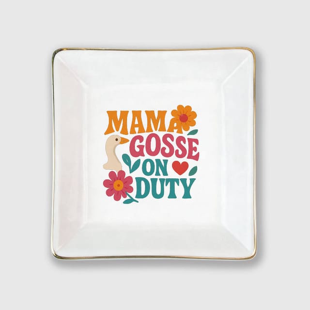 Mama Goose Ceramic Jewelry Tray for Mom Mother's Day Gift