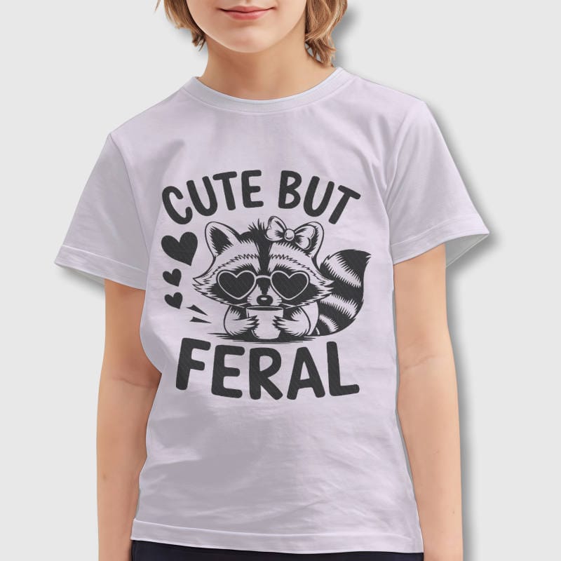 Cute But Feral Raccoon Kids Tee for Valentine Gift