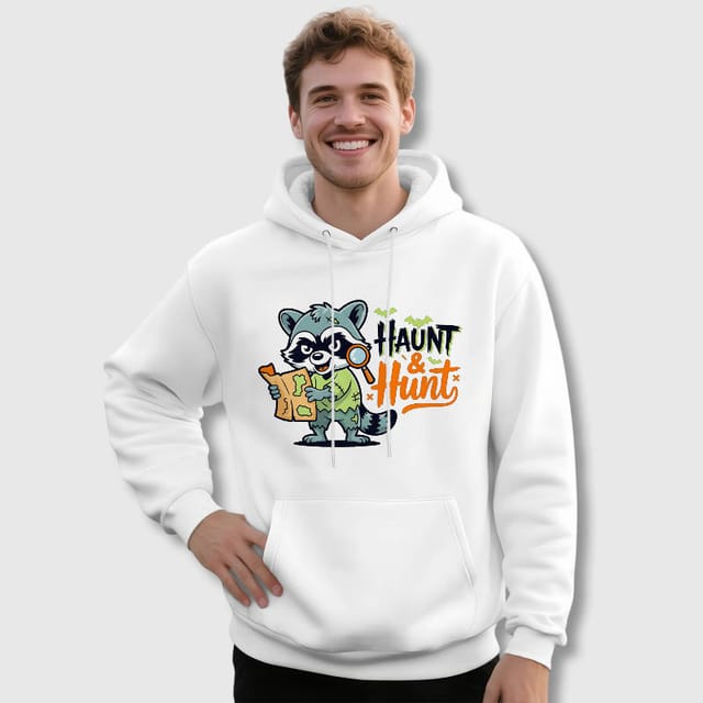 Haunt & Hunt Raccoon Graphic Hoodie for Men Halloween Wear