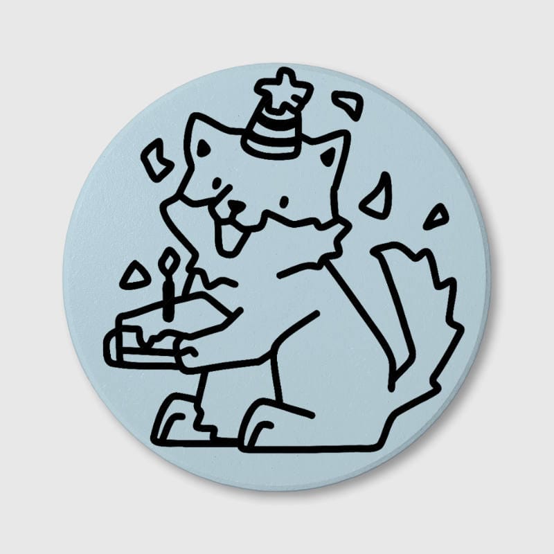Cute Birthday Fox Ceramic Coaster for Pet Lovers Birthday Gift