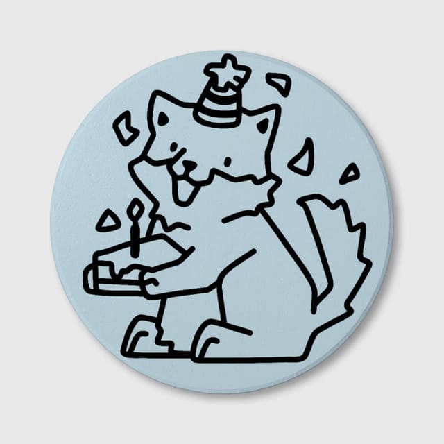 Cute Birthday Fox Ceramic Coaster for Pet Lovers Birthday Gift