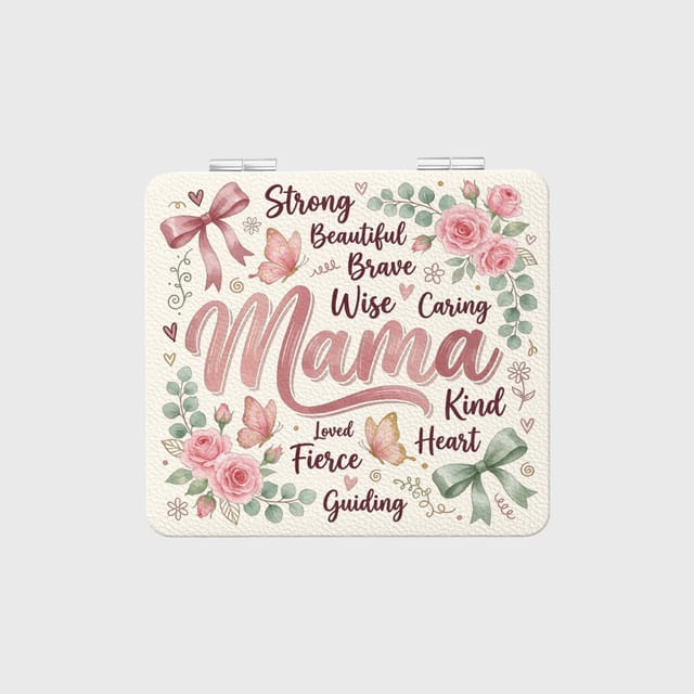 Floral Mama Quote Pocket Makeup Mirror for Mom Gift