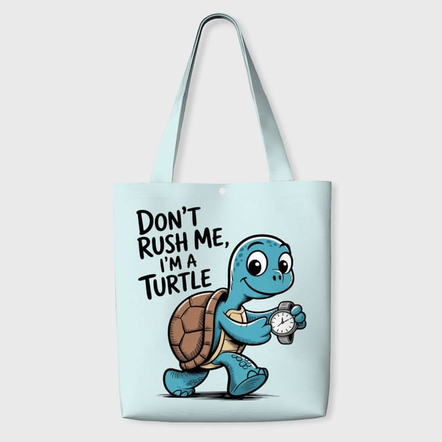 Funny Turtle Quote Tote Bag for Animal Lovers Daily Use