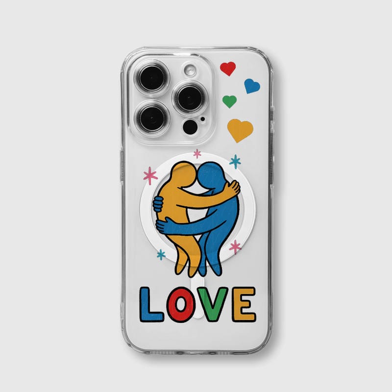 Love Hug LGBTQ+ MagSafe Clear iPhone Case for Valentine's Gifts