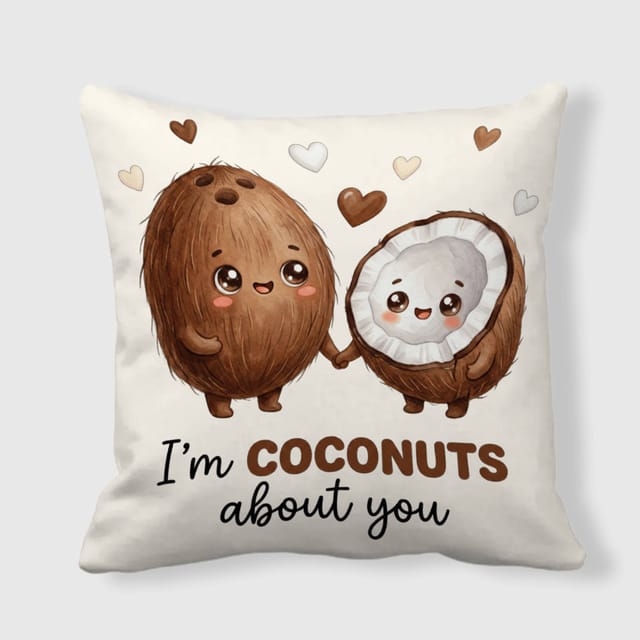 Cute Coconut Pun Throw Pillow for Partner Valentine's Gift