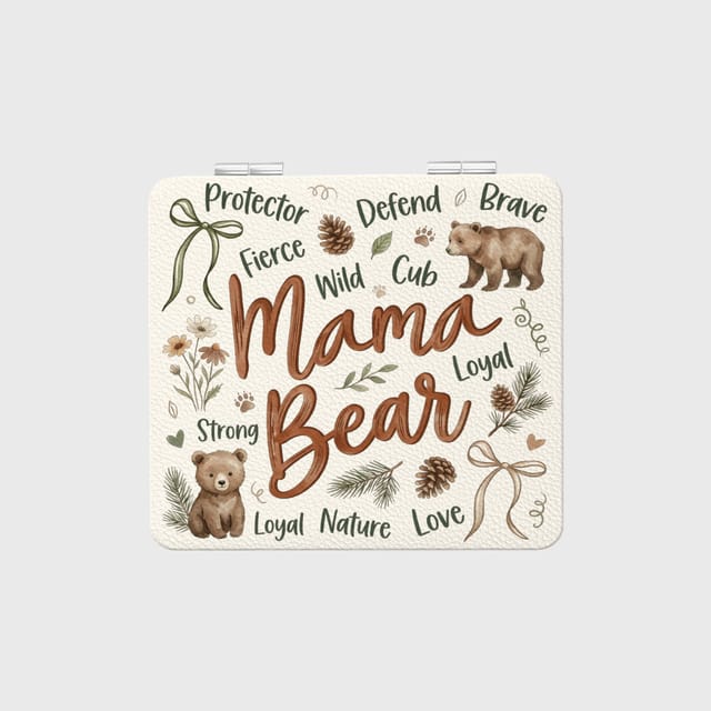 Mama Bear Pocket Makeup Mirror for Mom Mother's Day Gift