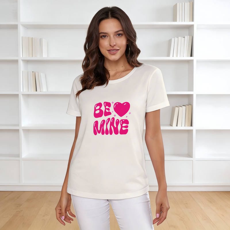 Pink Be Mine Heart Women's T-Shirt for Valentine's Day Gift