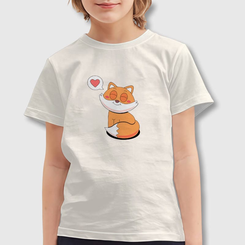 Cute Cartoon Fox Kids T-Shirt for Valentine Gift & Daily Use