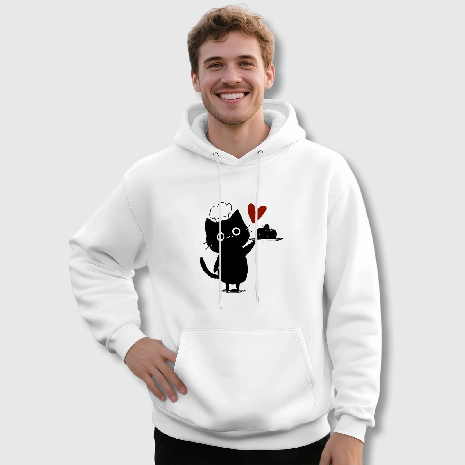 Chef Black Cat Hoodie for Cat Lovers Daily Wear