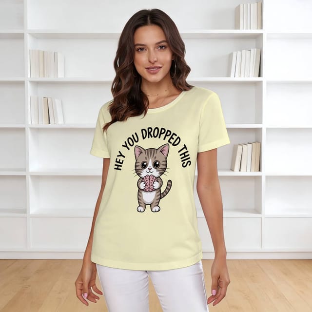 Funny Cat Graphic Women's T-Shirt for Cat Lovers Daily Wear