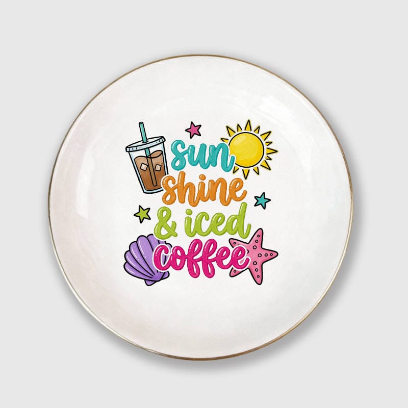 Sunshine & Iced Coffee Trinket Dish for Coffee Lovers Summer Gift