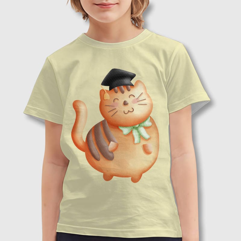 Cute Graduation Cat Kids T-Shirt for Back to School