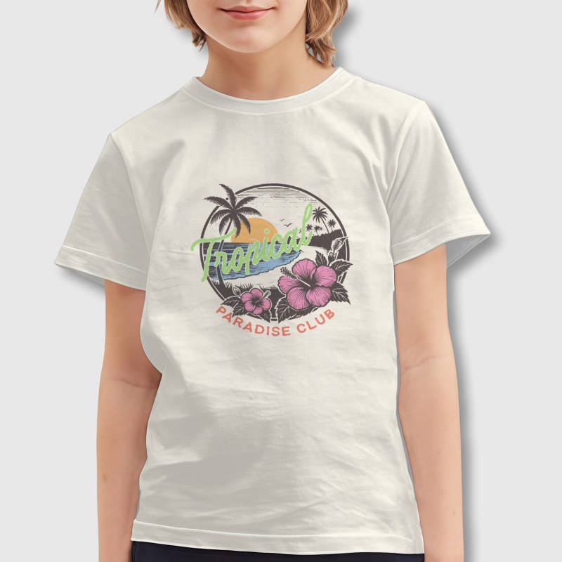 Tropical Beach Graphic Kids T-Shirt for Boys Girls Summer Wear