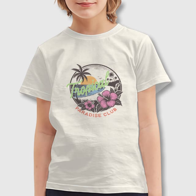 Tropical Beach Graphic Kids T-Shirt for Boys Girls Summer Wear