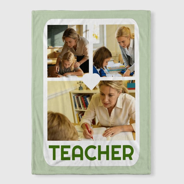 Custom Photo Collage Fleece Blanket for Teacher Gift