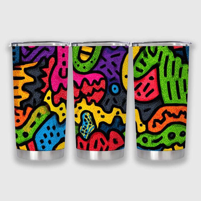 Colorful Doodle Graffiti Insulated Tumbler for Art Fans Birthday Gift