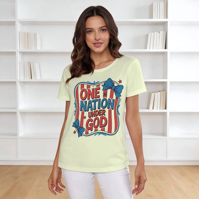 One Nation Under God Patriotic Tee for Women 4th of July