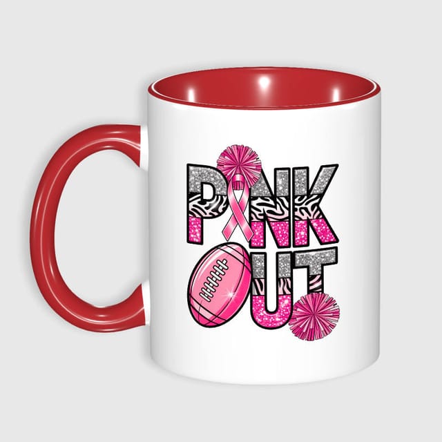 Pink Out Breast Cancer Awareness Coffee Mug for Sports Fans