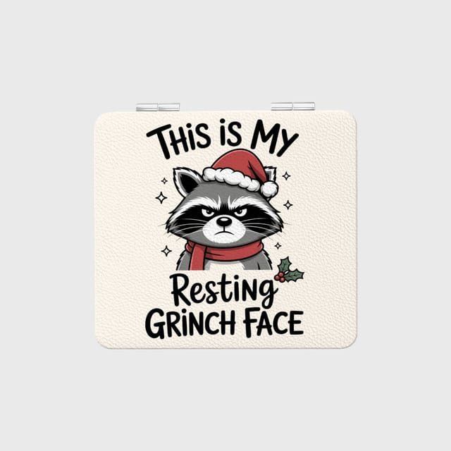 Funny Raccoon Grinch Pocket Mirror for Christmas Gift
