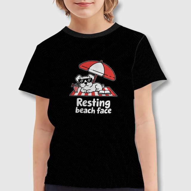 Resting Beach Face Dog Kids T-Shirt for Summer Gifts